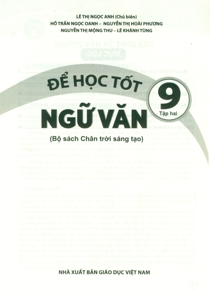 ĐỂ HỌC TỐT NGỮ VĂN LỚP 9 - TẬP 2 (Chân trời sáng tạo)